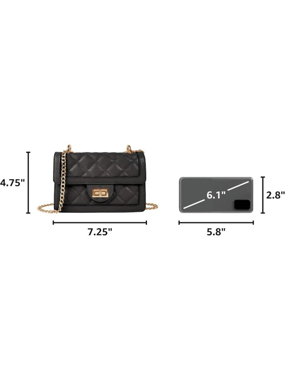 〽️Women's Black Wallet Purse Quilted Mini Small Shoulder Crossbody Party Bags - Picture 3 of 6
